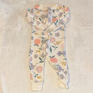 (3 for $10) old navy Cream Floral & Peach Print One-Piece Sleeper